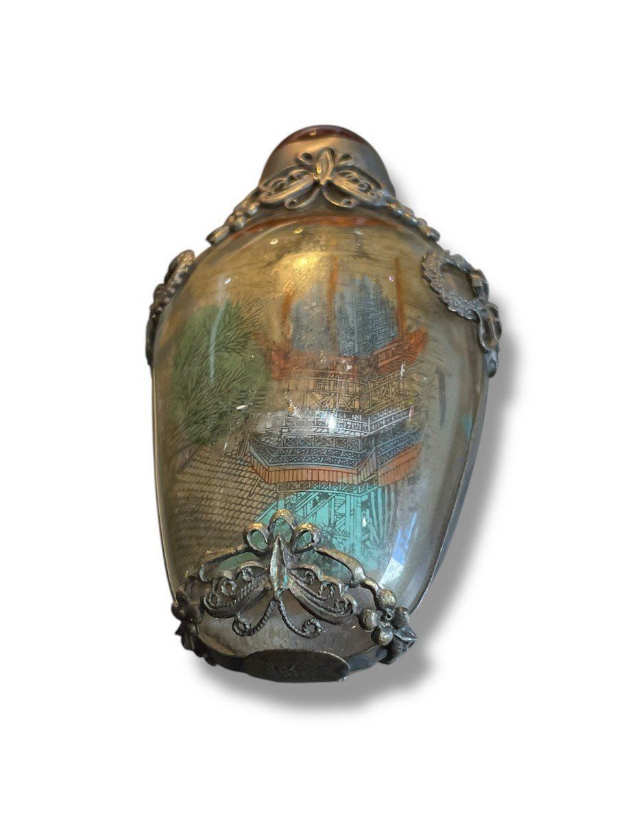 Glass And Silver Metal Snuff Box-photo-8