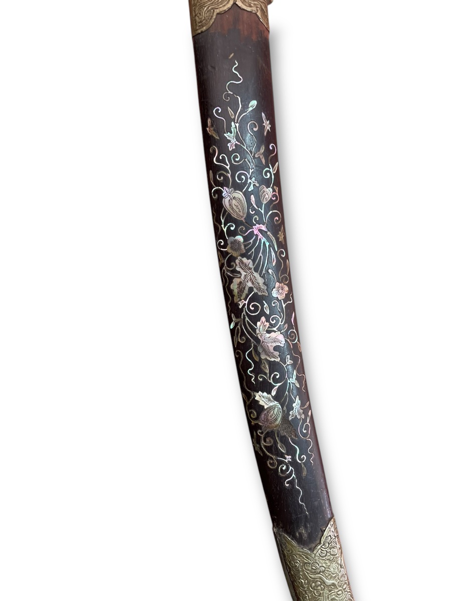Indochine Important Sabre Marqueterie De Nacre-photo-3