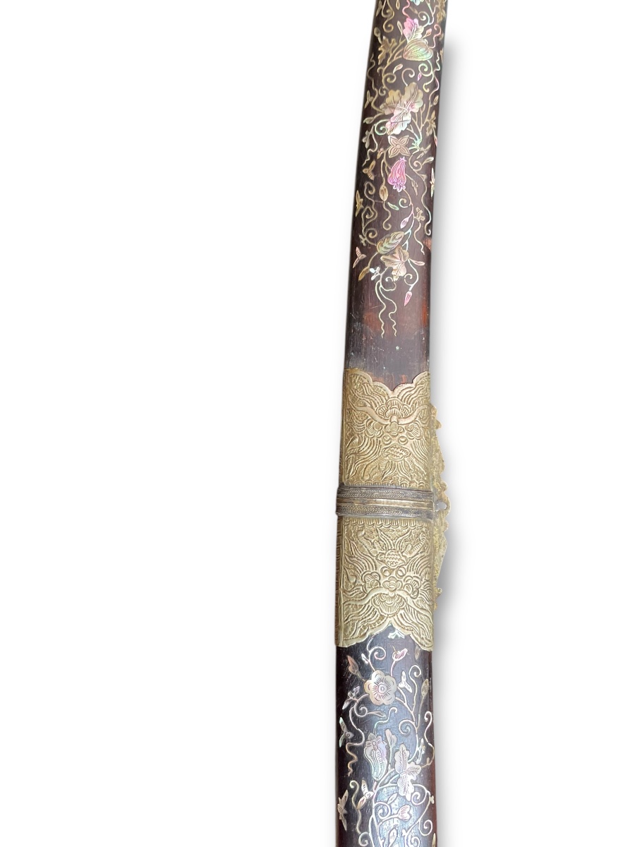 Indochine Important Sabre Marqueterie De Nacre-photo-6