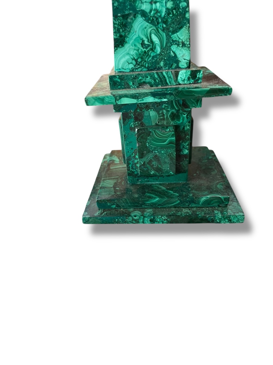 Paire D’obélisques En Malachite-photo-3