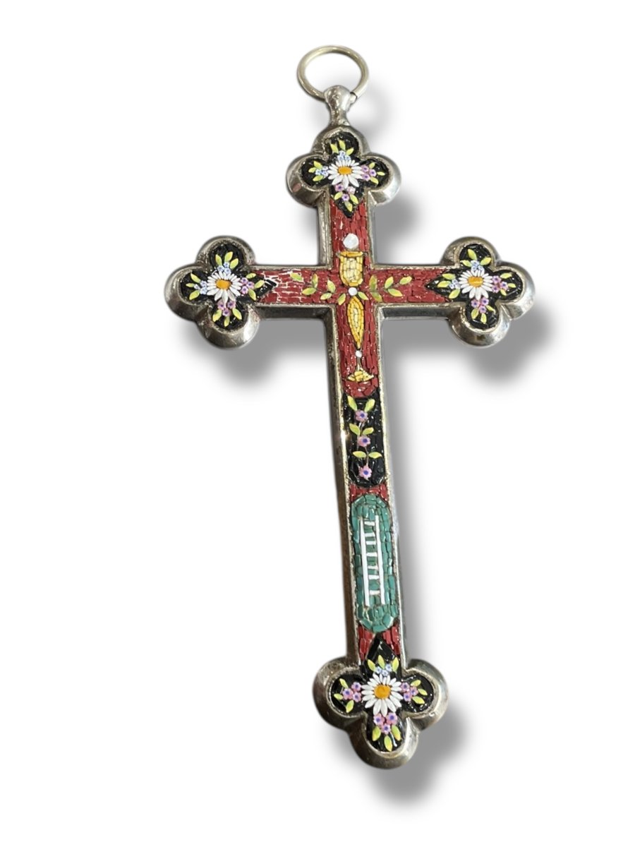 Croix En Micromosaïque En Bronze Argenté-photo-1