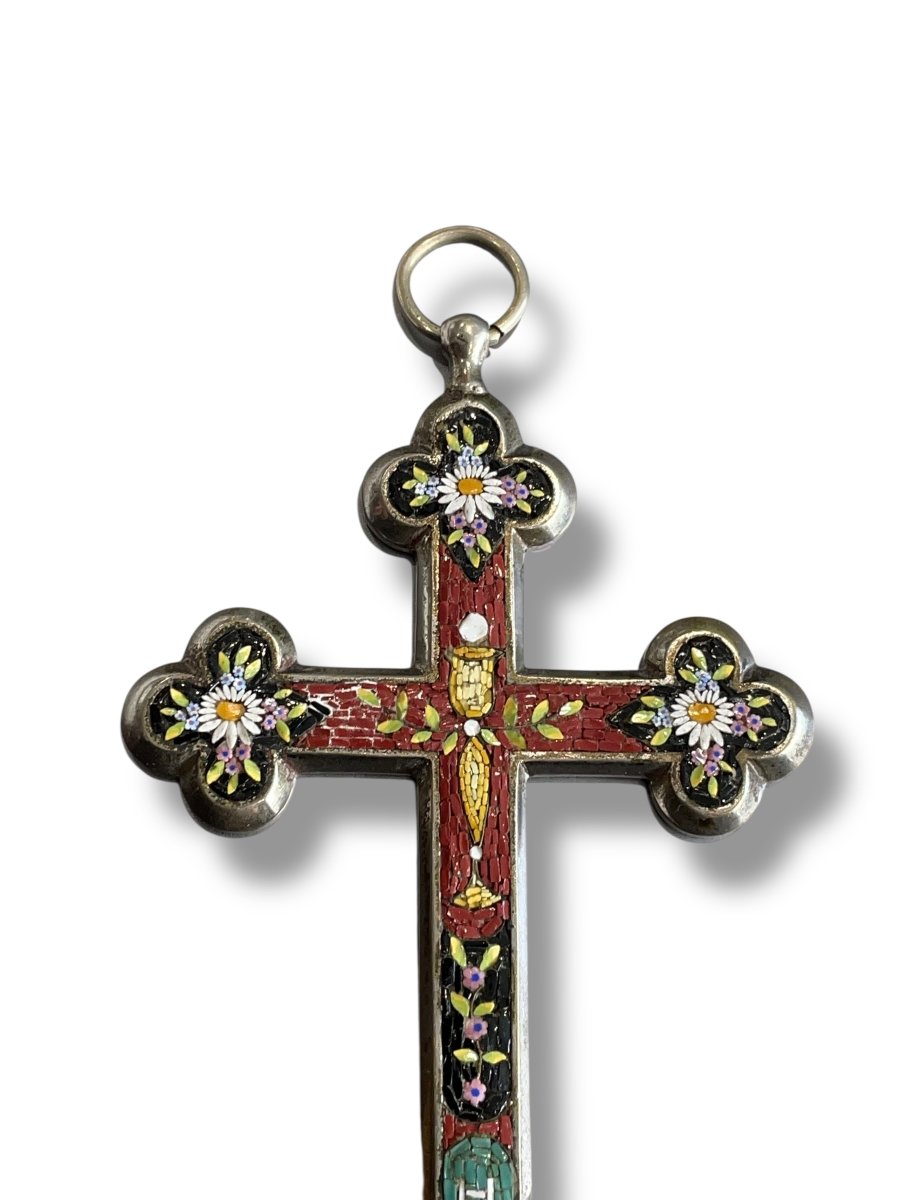Croix En Micromosaïque En Bronze Argenté-photo-2
