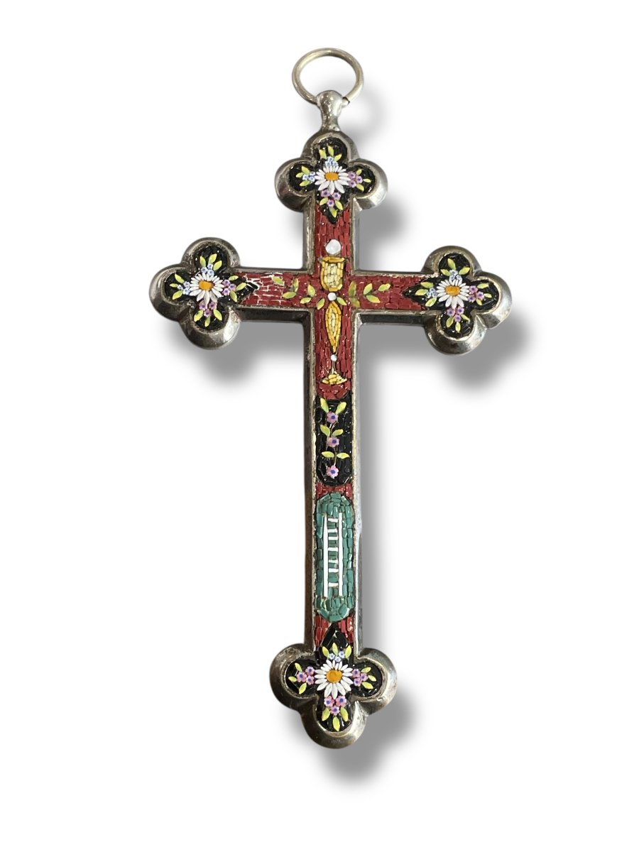Croix En Micromosaïque En Bronze Argenté-photo-6