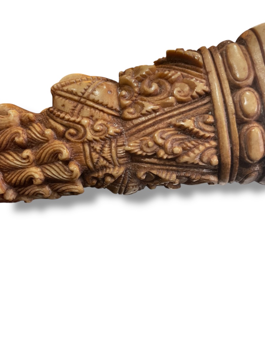 Indonesia Figure Butha Nawa Sari In Bone Carved XIXth-photo-3