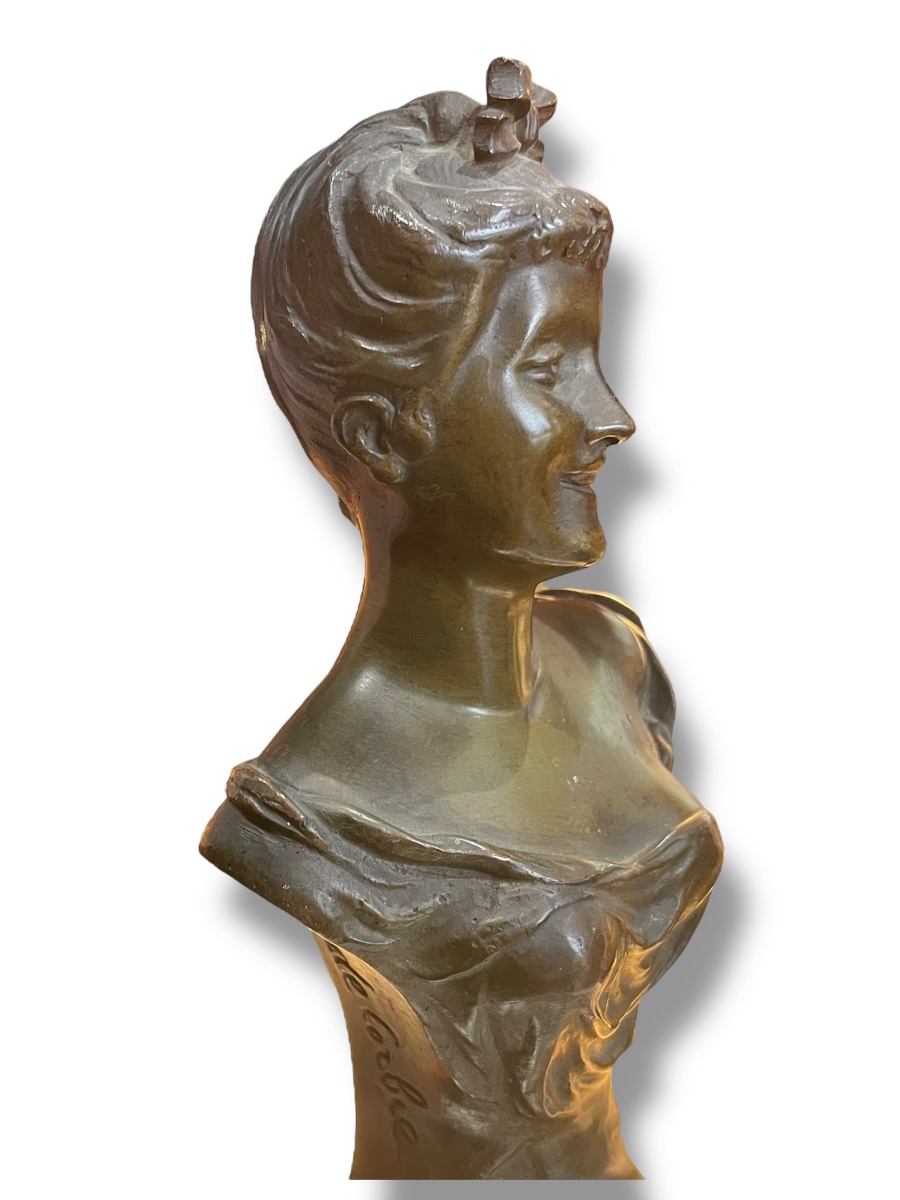 Buste Féminin En Bronze De Corbié époque 1900-photo-2