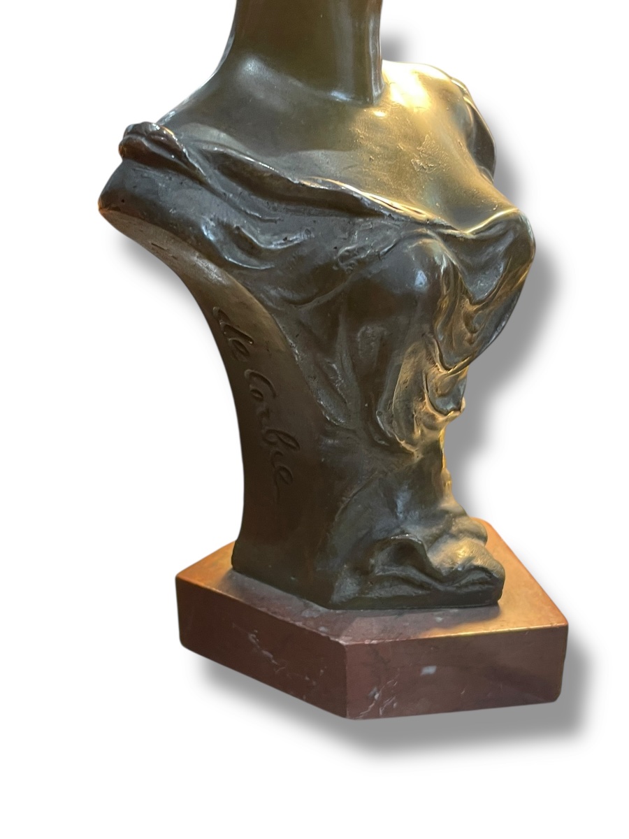 Buste Féminin En Bronze De Corbié époque 1900-photo-4