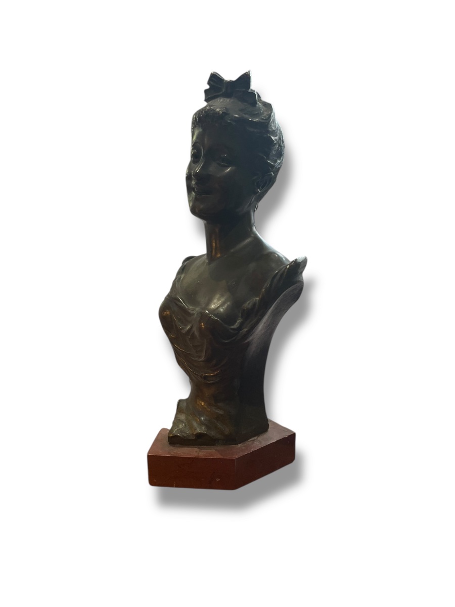 Buste Féminin En Bronze De Corbié époque 1900-photo-5