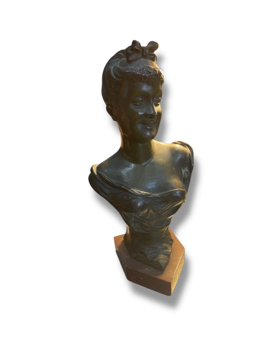 Buste Féminin En Bronze De Corbié époque 1900-photo-6