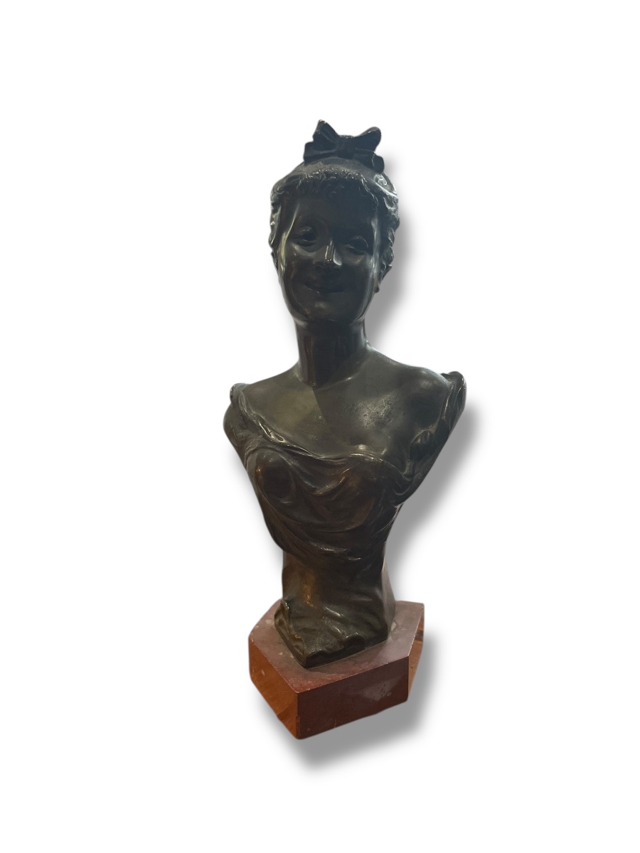 Buste Féminin En Bronze De Corbié époque 1900-photo-7