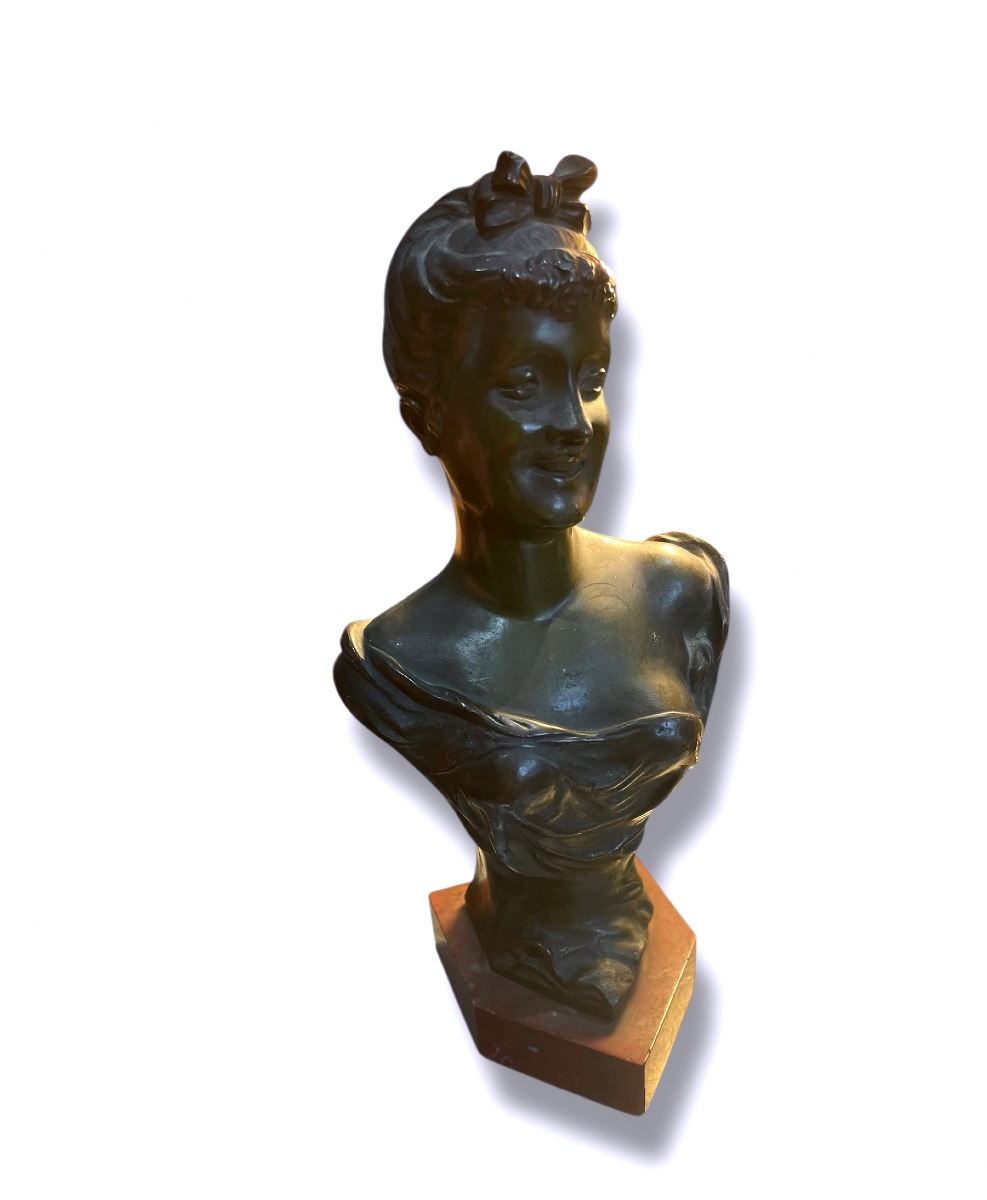 Buste Féminin En Bronze De Corbié époque 1900
