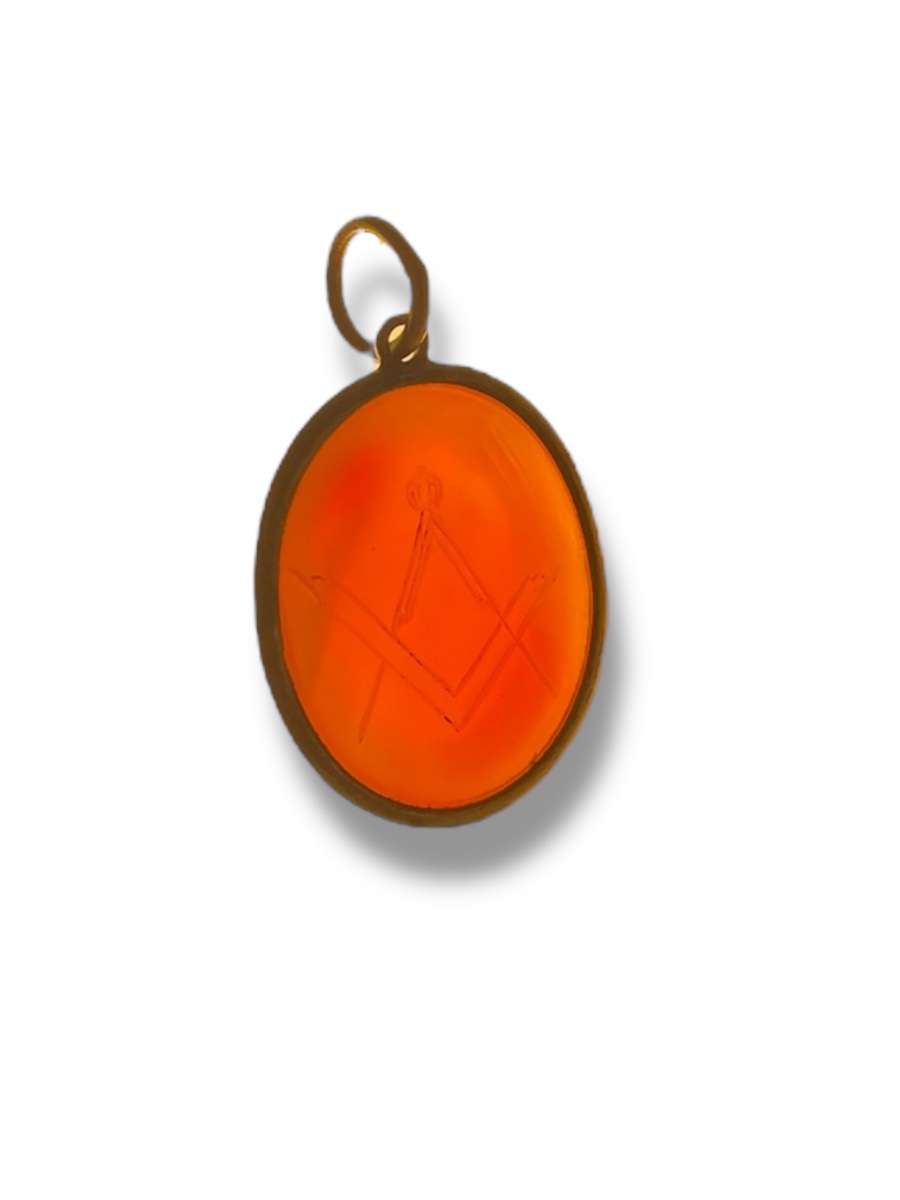 Pendentif Franc-maçon Intaille Maçonnique Sur Agate-photo-2