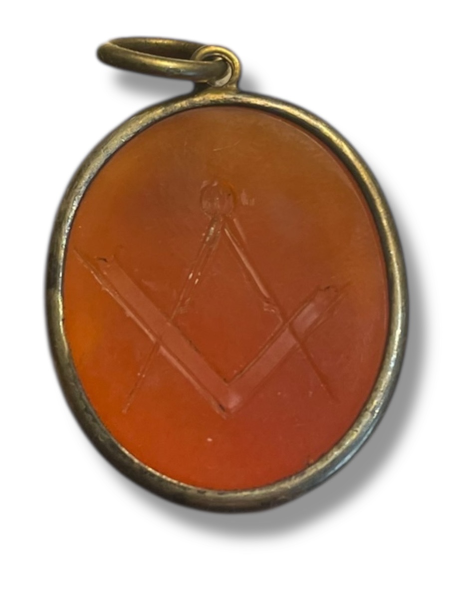 Pendentif Franc-maçon Intaille Maçonnique Sur Agate-photo-1