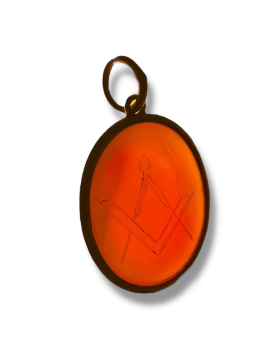 Pendentif Franc-maçon Intaille Maçonnique Sur Agate-photo-3