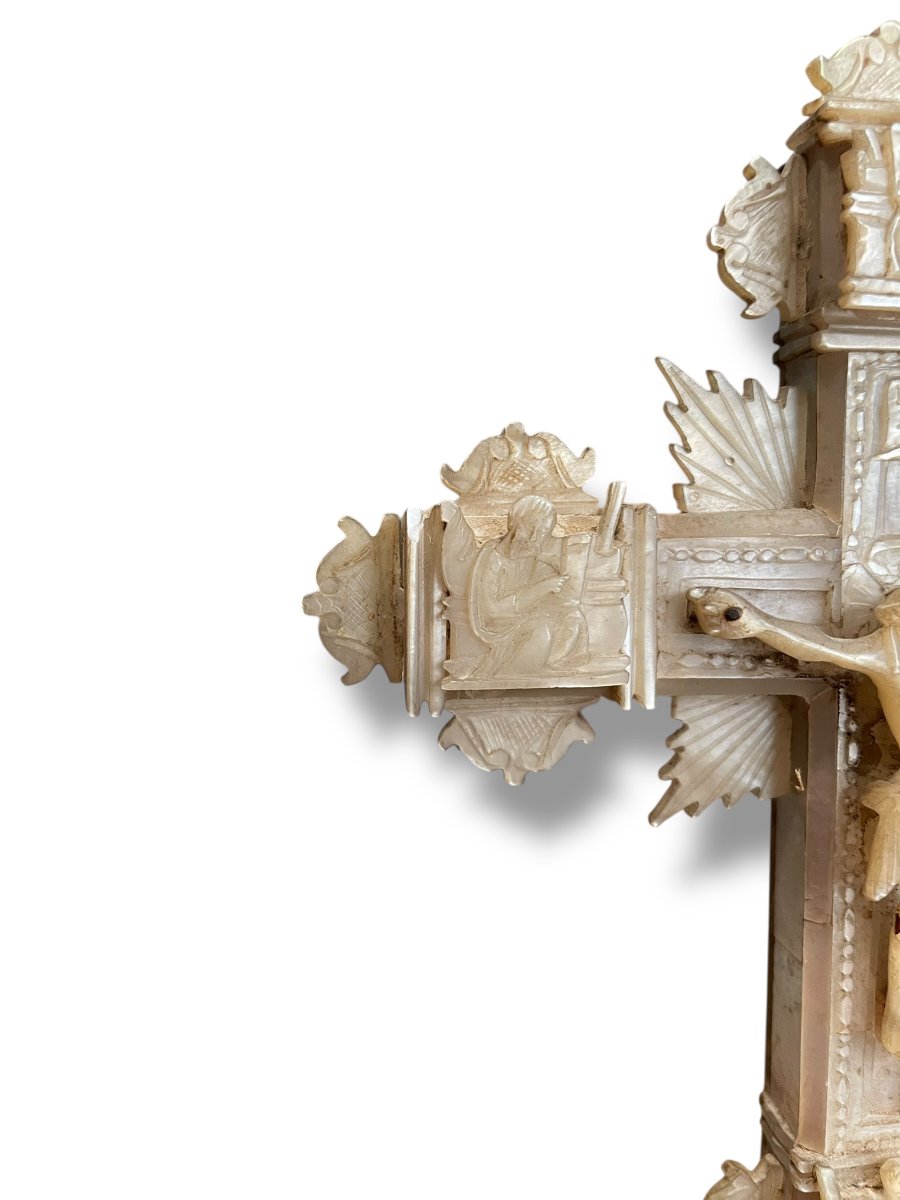 Croix en nacre de Jérusalem ou Béthléem en nacre XIX eme-photo-3