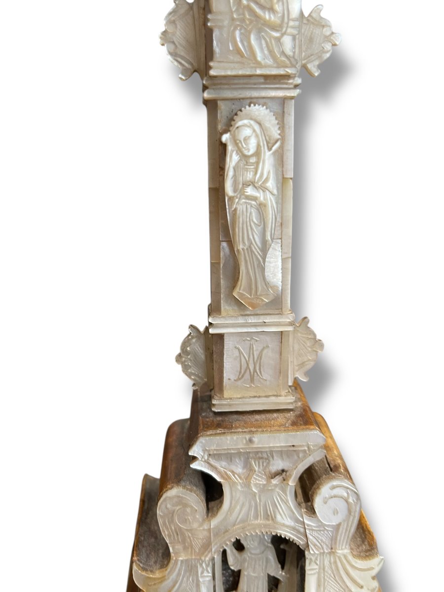 Croix en nacre de Jérusalem ou Béthléem en nacre XIX eme-photo-1