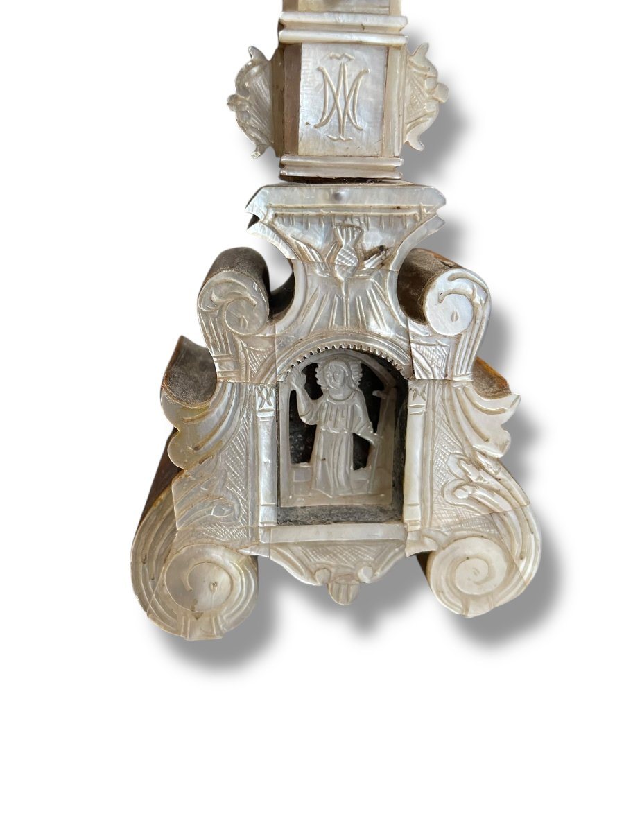 Croix en nacre de Jérusalem ou Béthléem en nacre XIX eme-photo-2