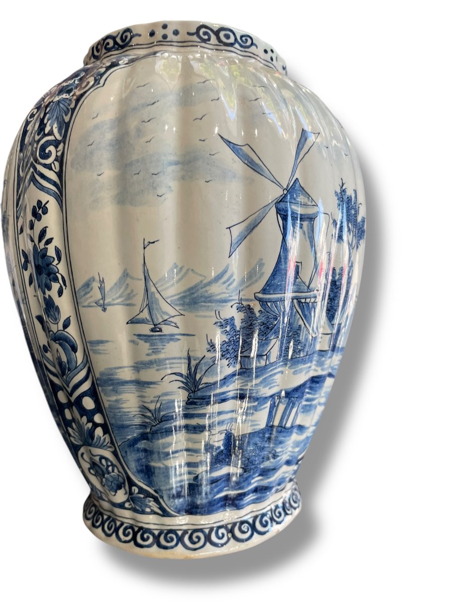 Delft Pair Of Covered Pots With Animated Scenes And Mills, 19th Century-photo-7