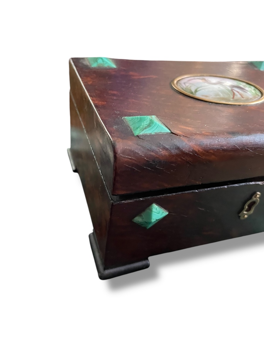 Malachite Wood And Porcelain Jewelry Box, 1900-photo-2