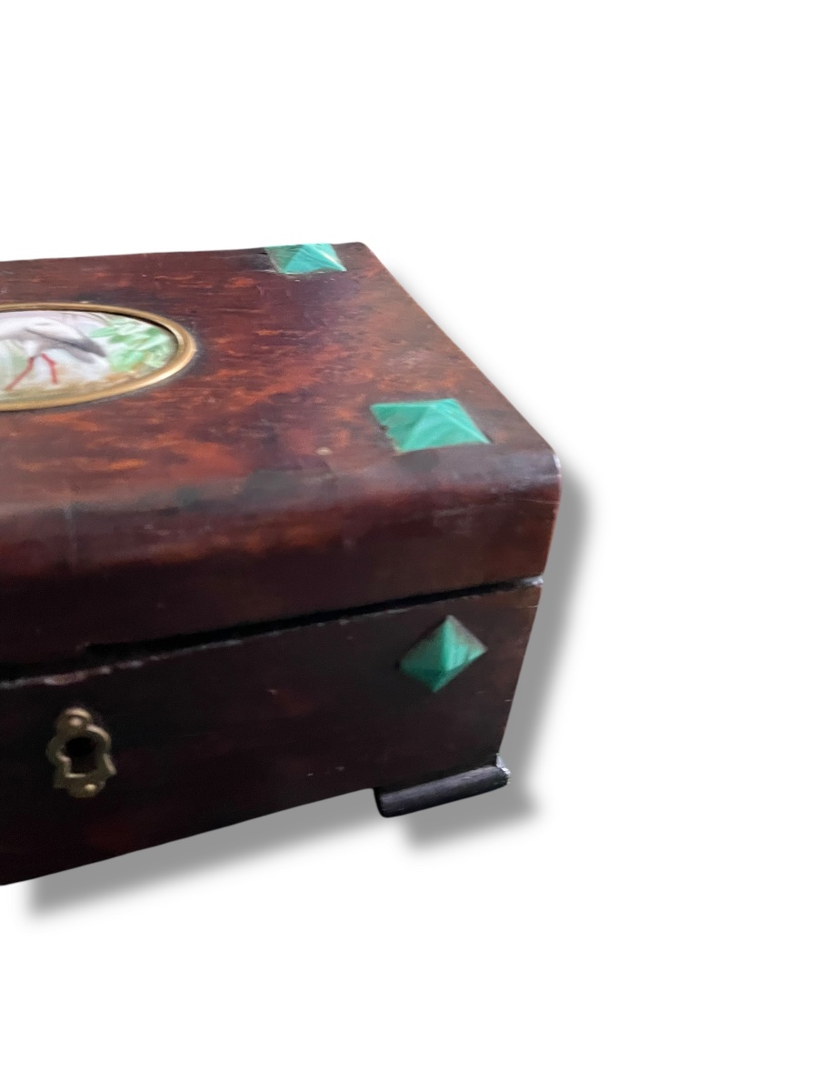 Malachite Wood And Porcelain Jewelry Box, 1900-photo-3