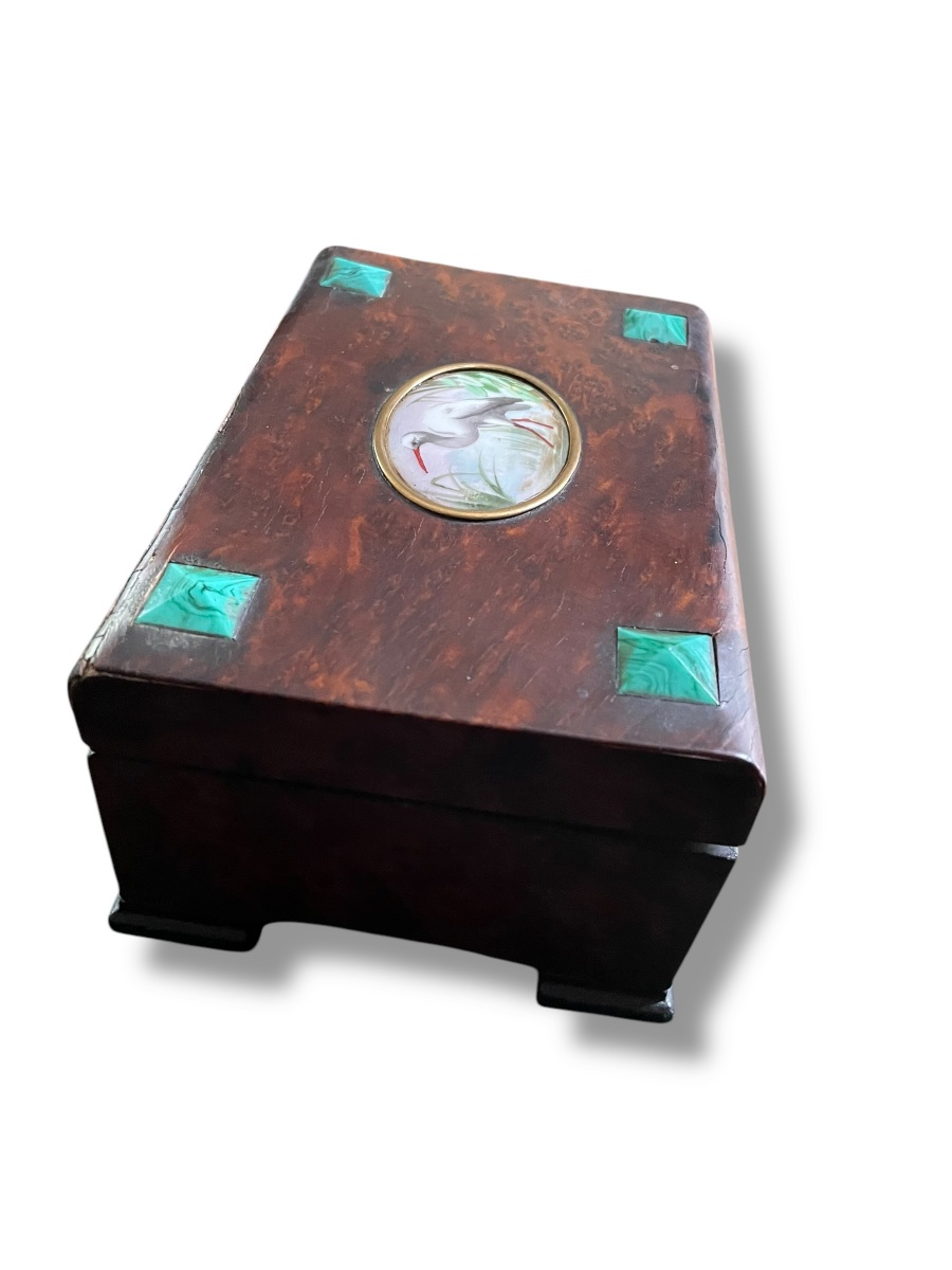 Malachite Wood And Porcelain Jewelry Box, 1900-photo-6