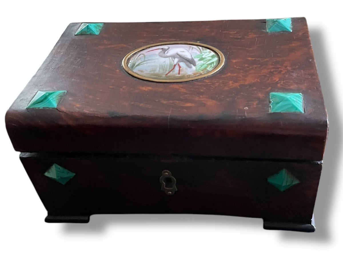 Malachite Wood And Porcelain Jewelry Box, 1900