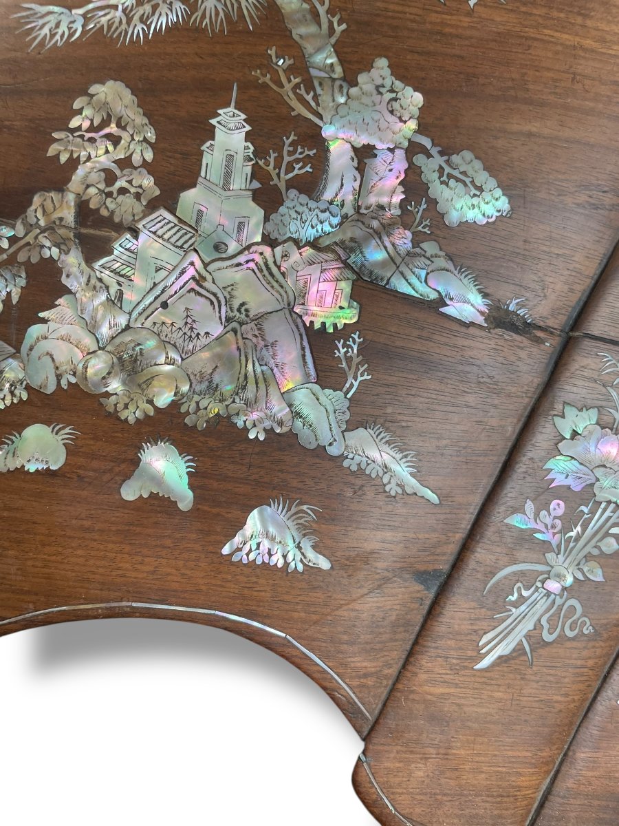 19th Century Scholar's Screen Tray In Mother-of-pearl And Rosewood-photo-4