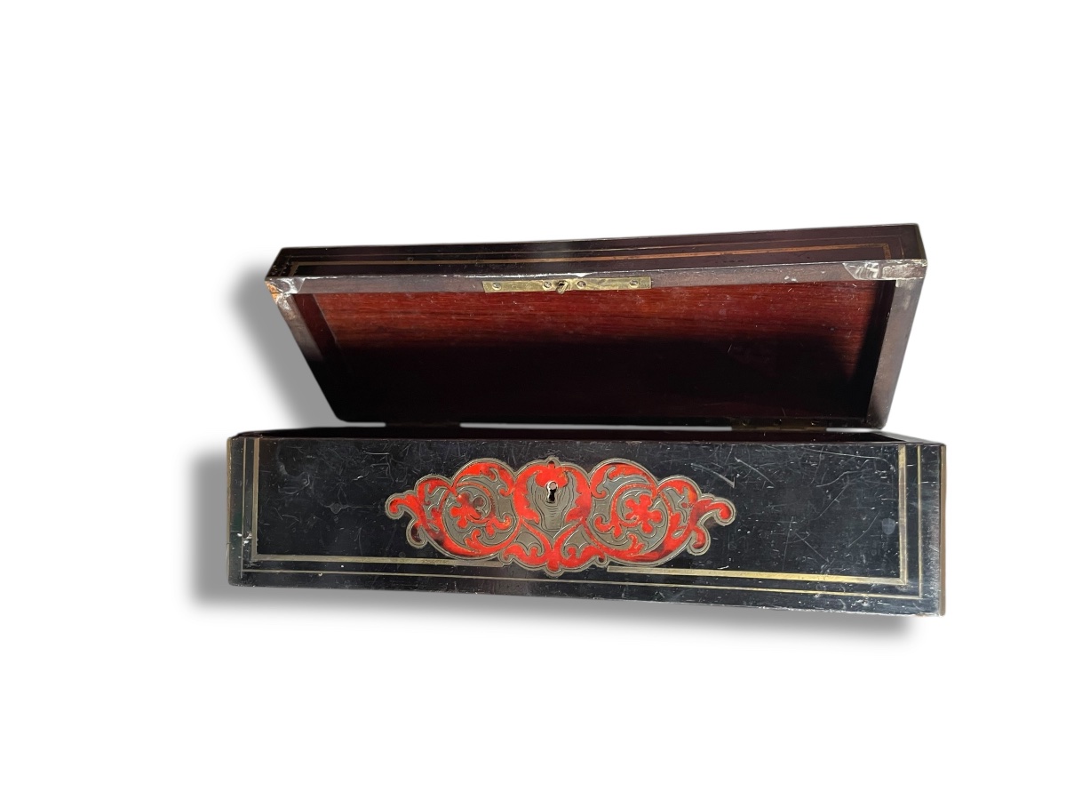 Coffret Boite à Gant Epoque Napoléon III Marqueterie Boulle style TAHAN-photo-2