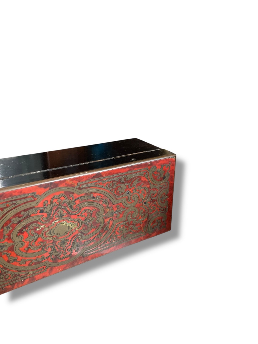 Coffret Boite à Gant Epoque Napoléon III Marqueterie Boulle style TAHAN-photo-4