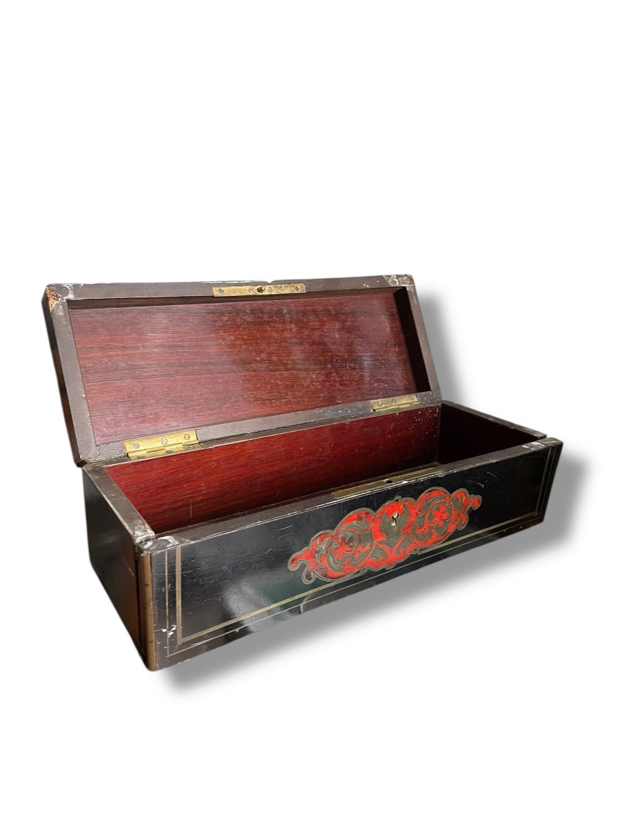 Coffret Boite à Gant Epoque Napoléon III Marqueterie Boulle style TAHAN-photo-7