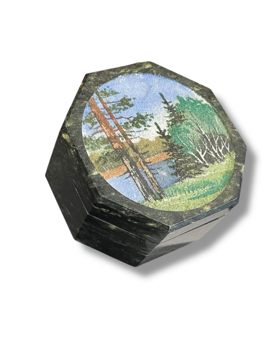 Russia Ural Serpentine Box With Landscape Decoration-photo-3