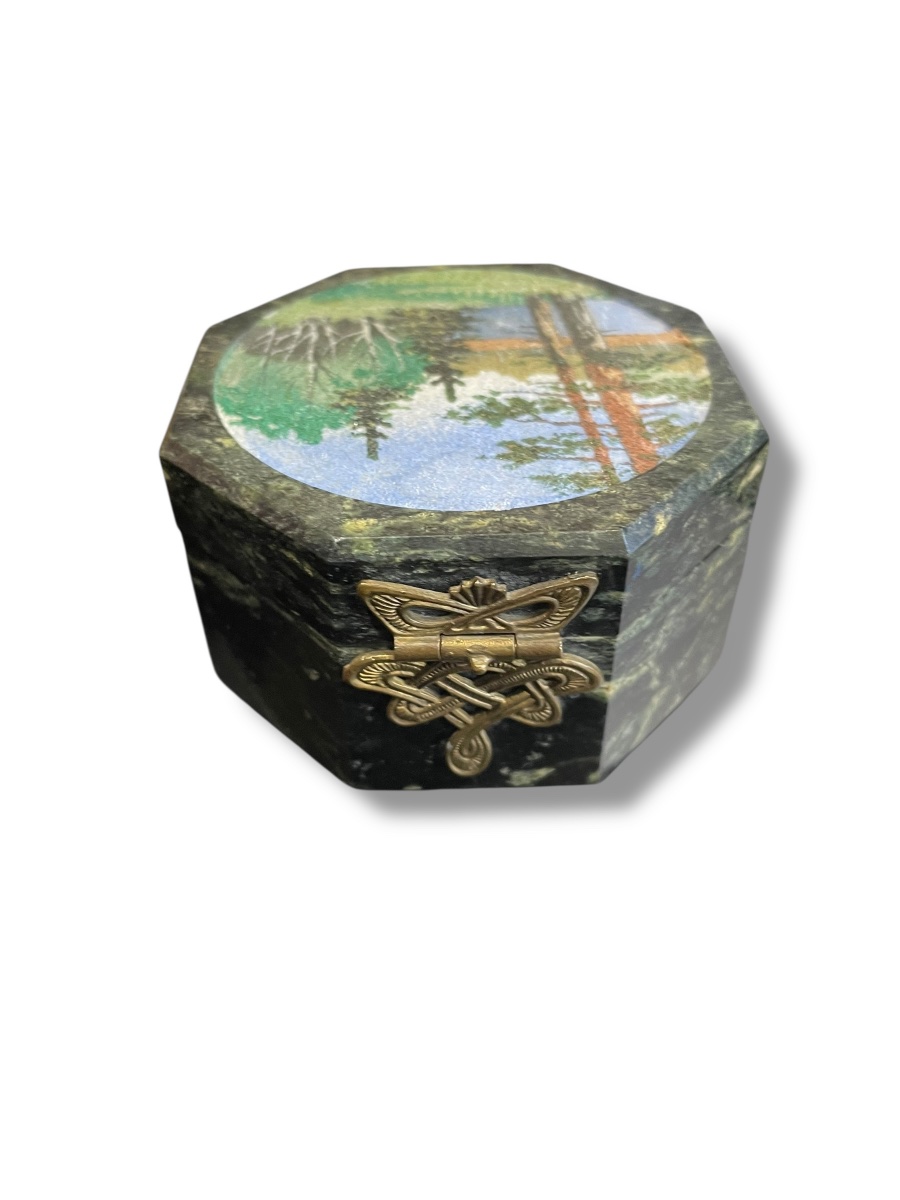 Russia Ural Serpentine Box With Landscape Decoration-photo-3