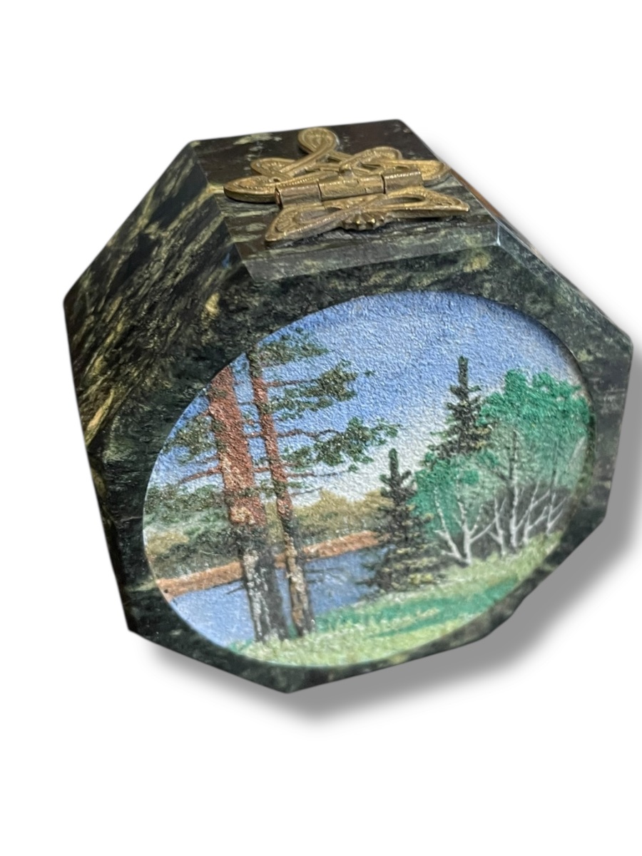Russia Ural Serpentine Box With Landscape Decoration-photo-5