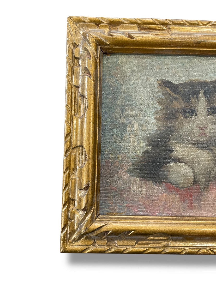Le Chat Ecole début XXeme huile sur toile-photo-3