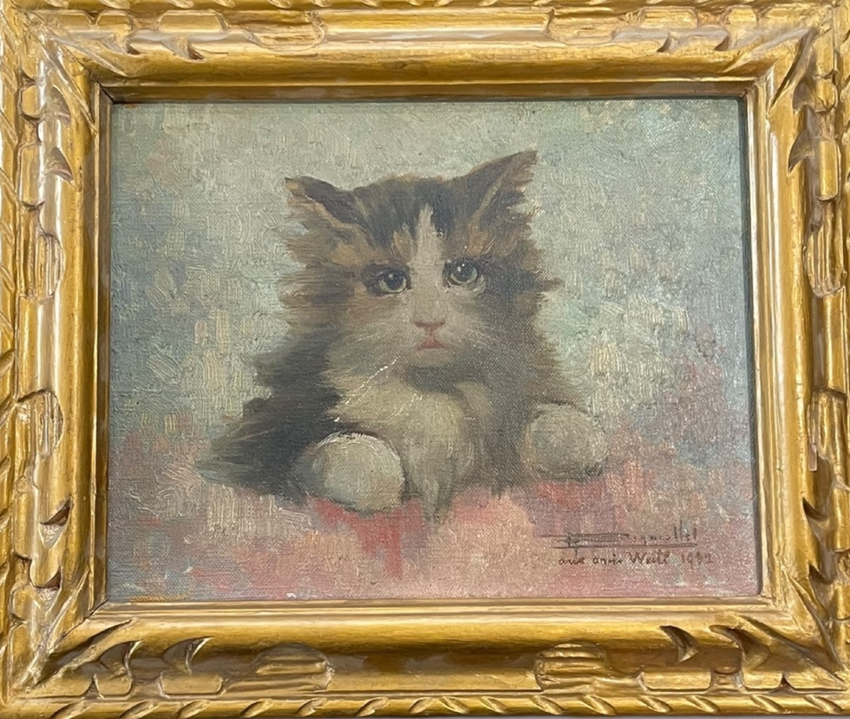 Le Chat Ecole début XXeme huile sur toile-photo-4