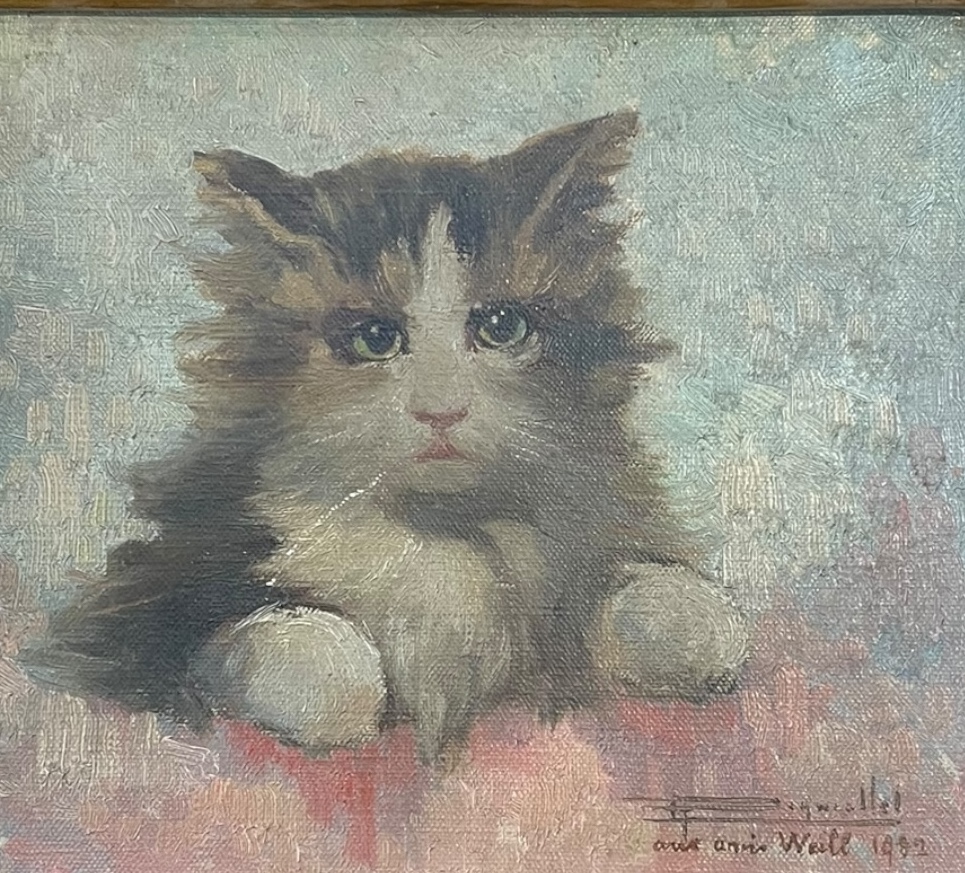Le Chat Ecole début XXeme huile sur toile-photo-3