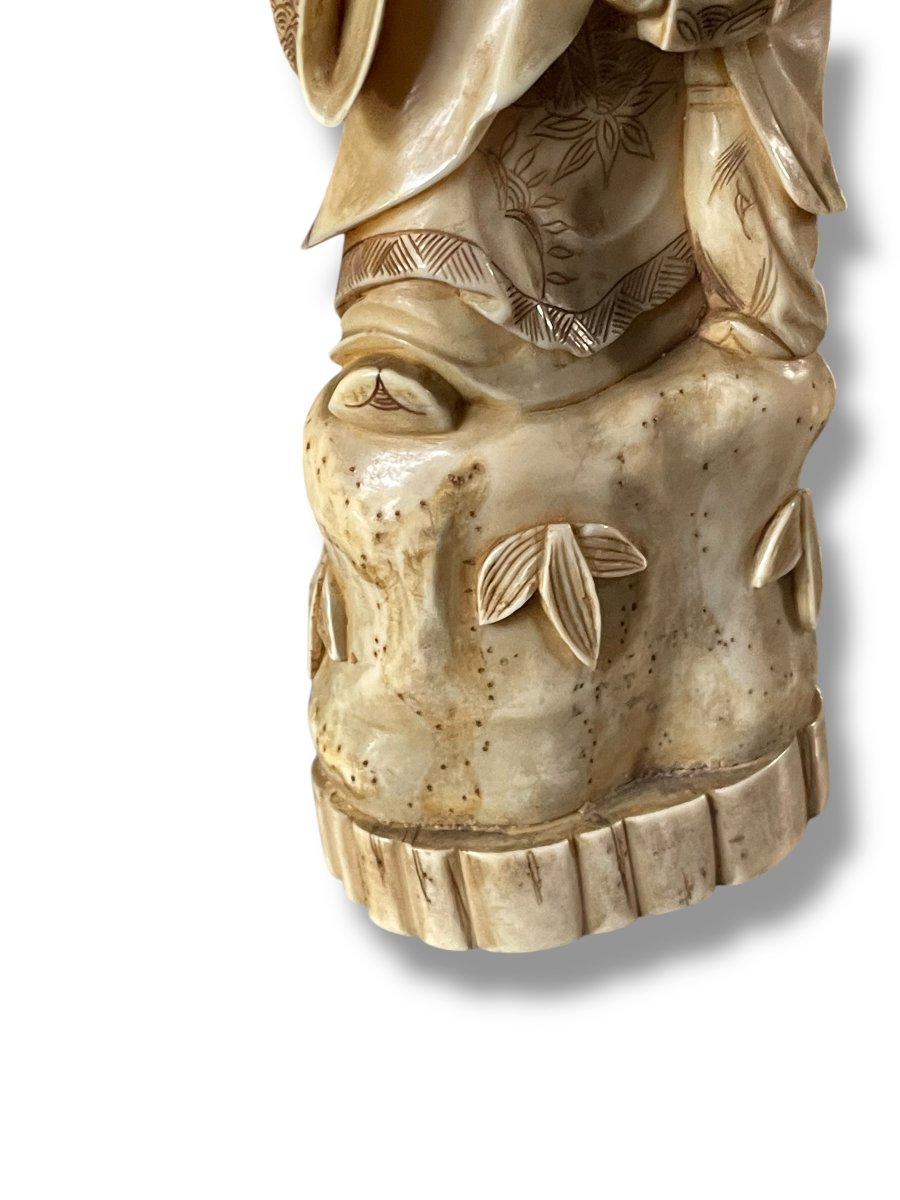 Okimono Sage And Oni Japan 19th Century Walrus Ivory-photo-1