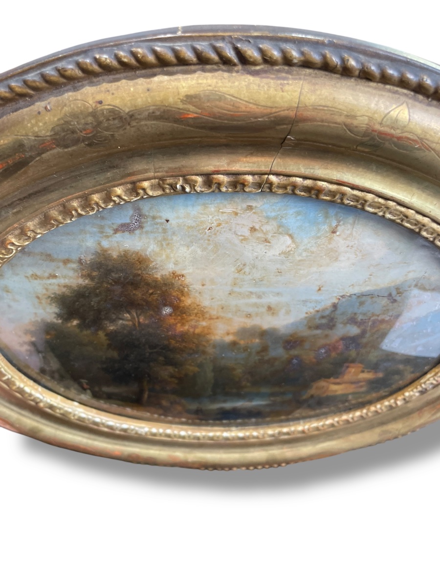 Fixed Under Glass Napoleon III Period Animated Lake Landscape-photo-2