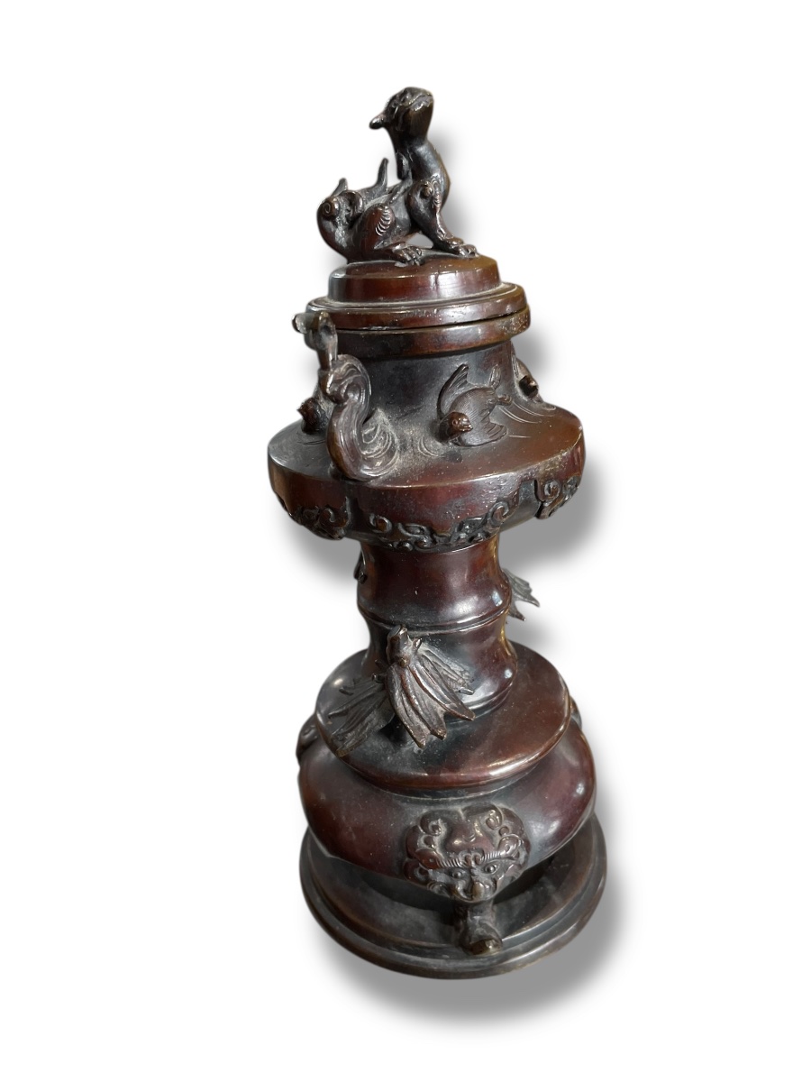 JAPON Brûle-parfum en bronze EPOQUE MEIJI-photo-2