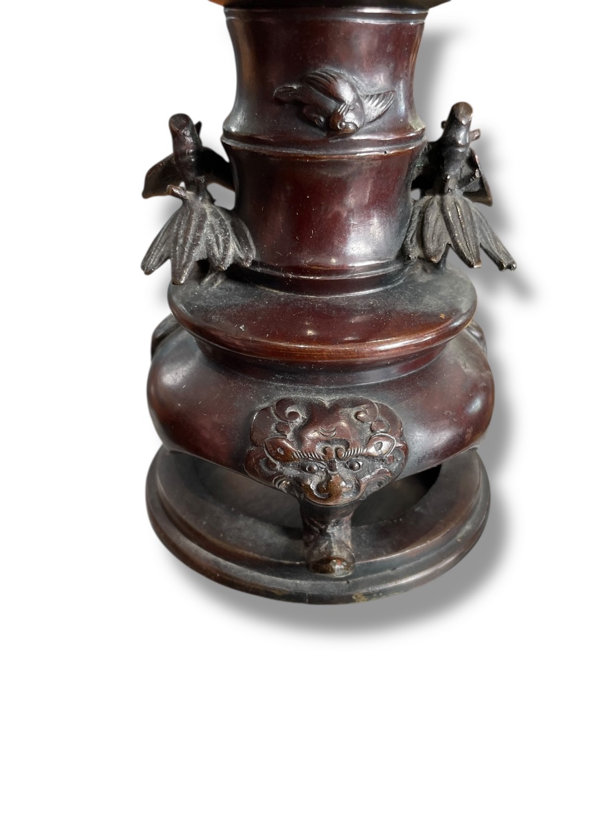 JAPON Brûle-parfum en bronze EPOQUE MEIJI-photo-7