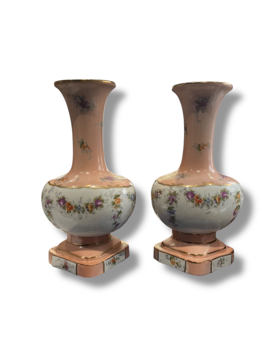 La Couleuvre Pair Of Pink Porcelain Vases-photo-2