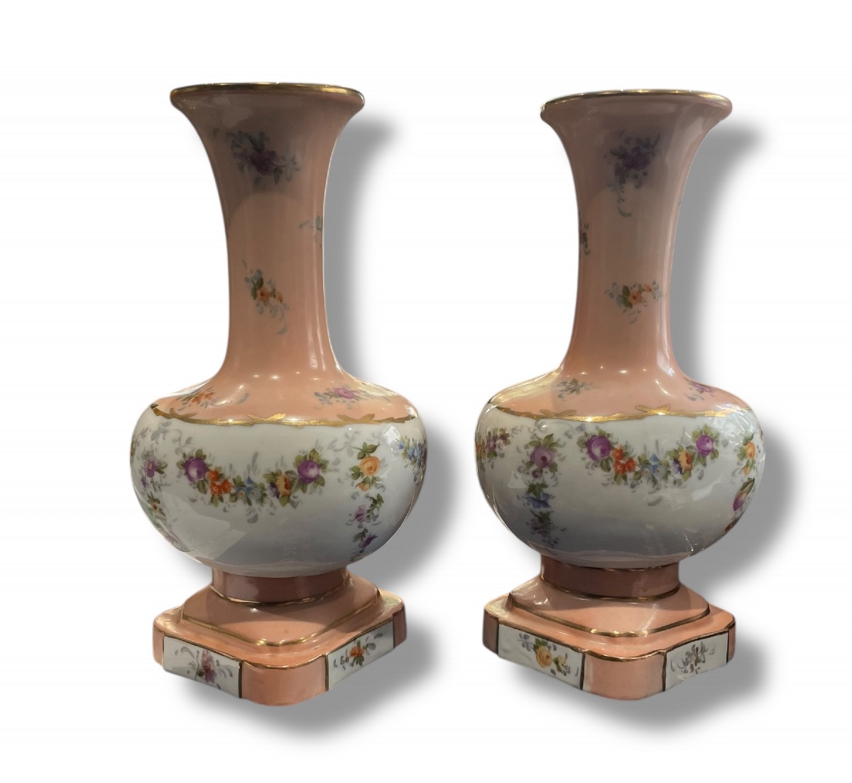 La Couleuvre Pair Of Pink Porcelain Vases