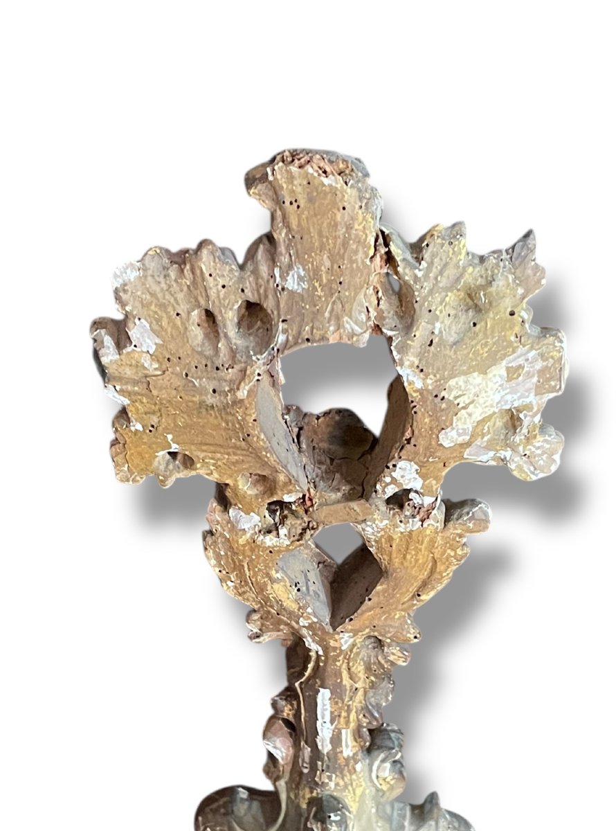 Antique Reliquary Monstrance In Gilded Wood From The 18th Century-photo-4