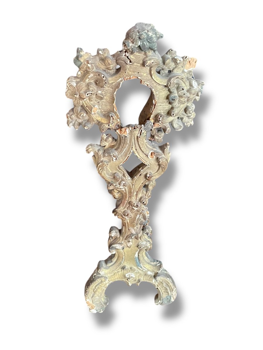 Antique Reliquary Monstrance In Gilded Wood From The 18th Century-photo-3