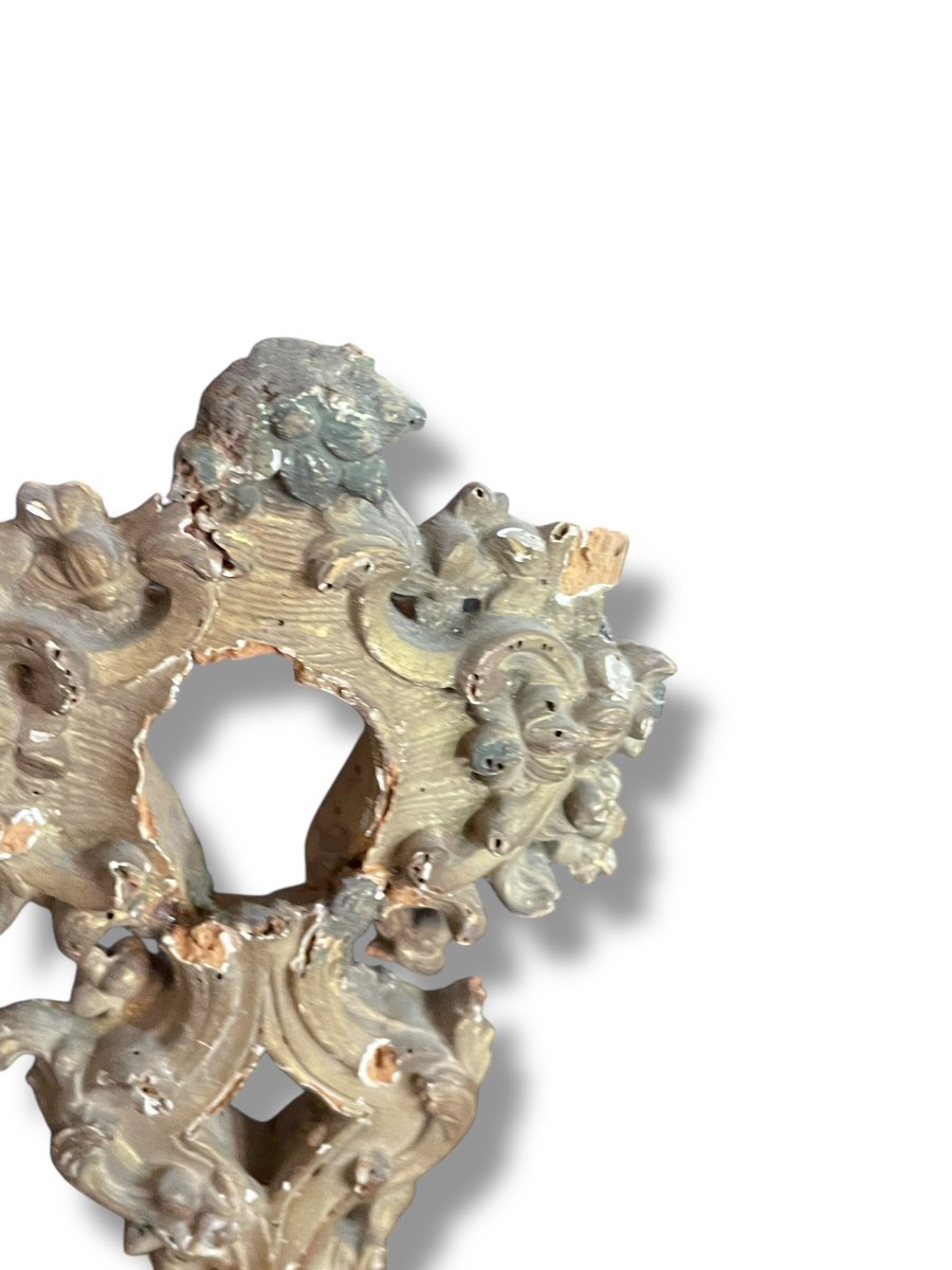 Antique Reliquary Monstrance In Gilded Wood From The 18th Century-photo-4