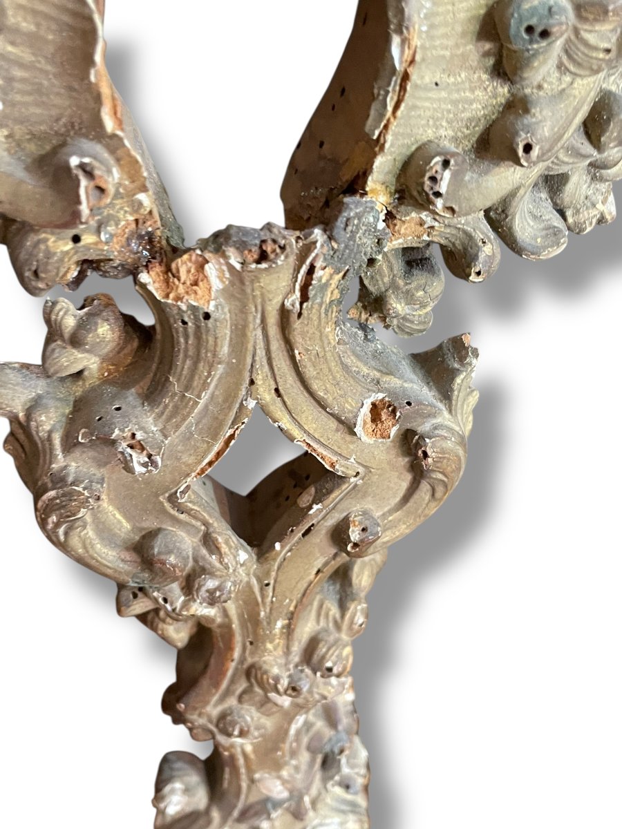 Antique Reliquary Monstrance In Gilded Wood From The 18th Century-photo-5