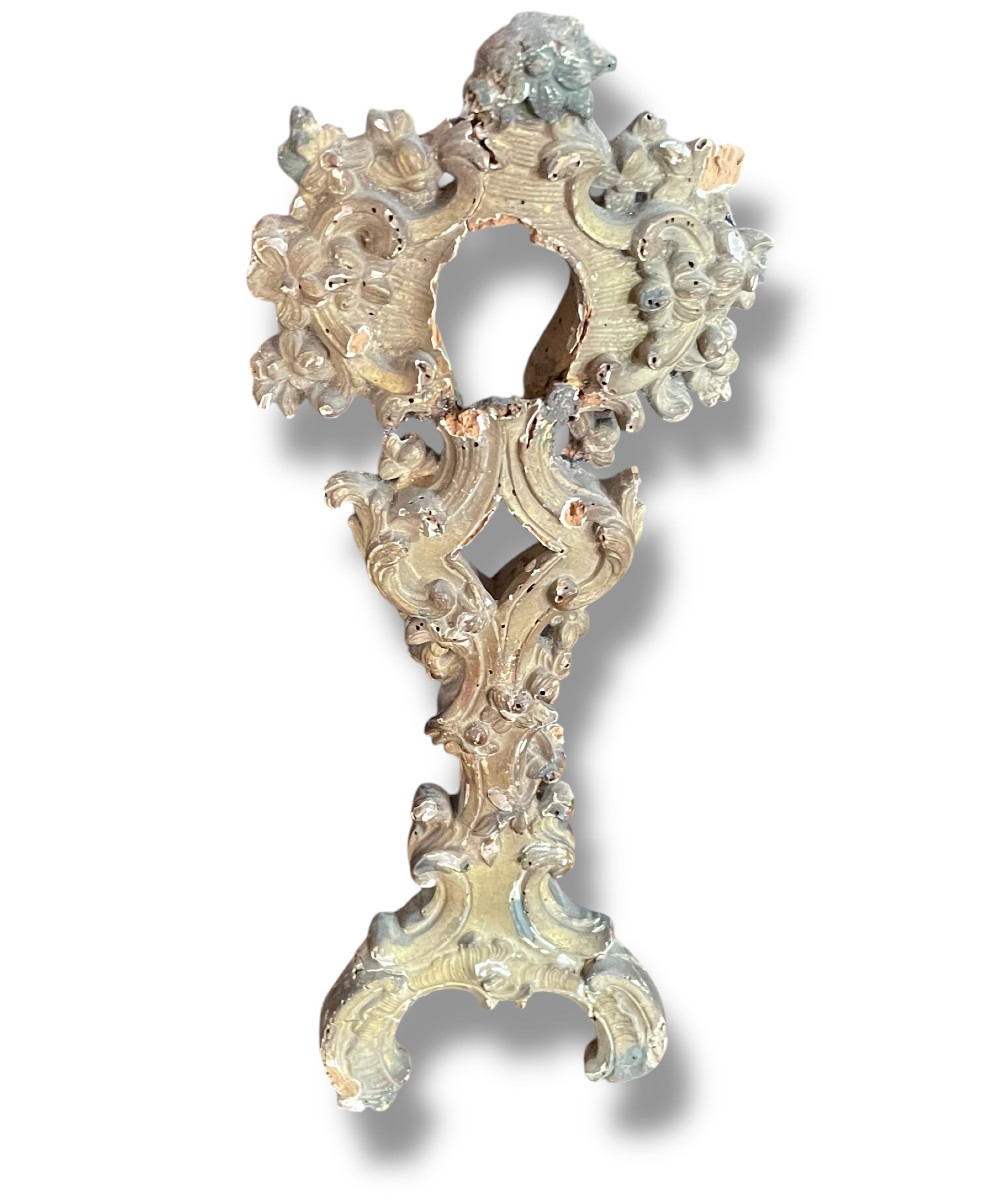 Antique Reliquary Monstrance In Gilded Wood From The 18th Century