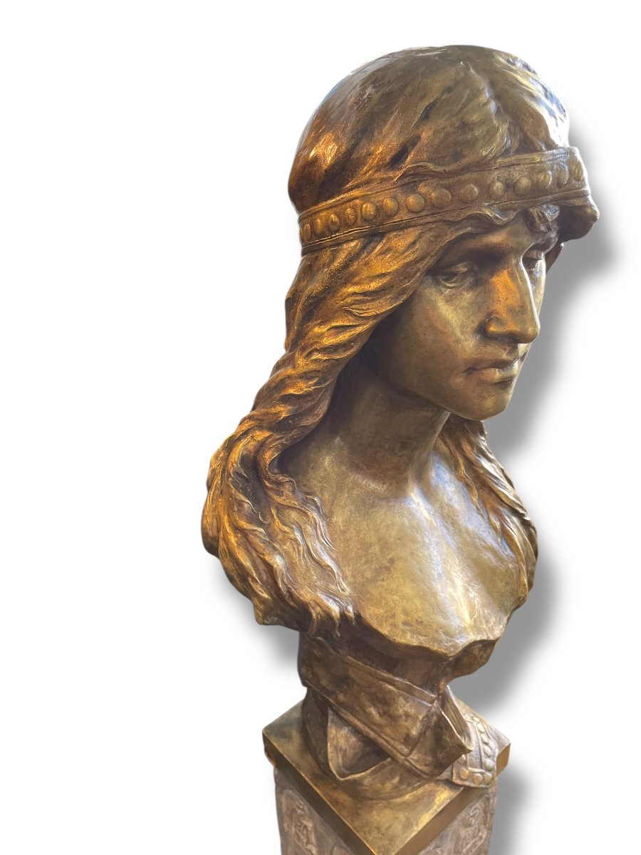 Albert HAMBRESIN Buste en bronze de femme orientale -photo-3