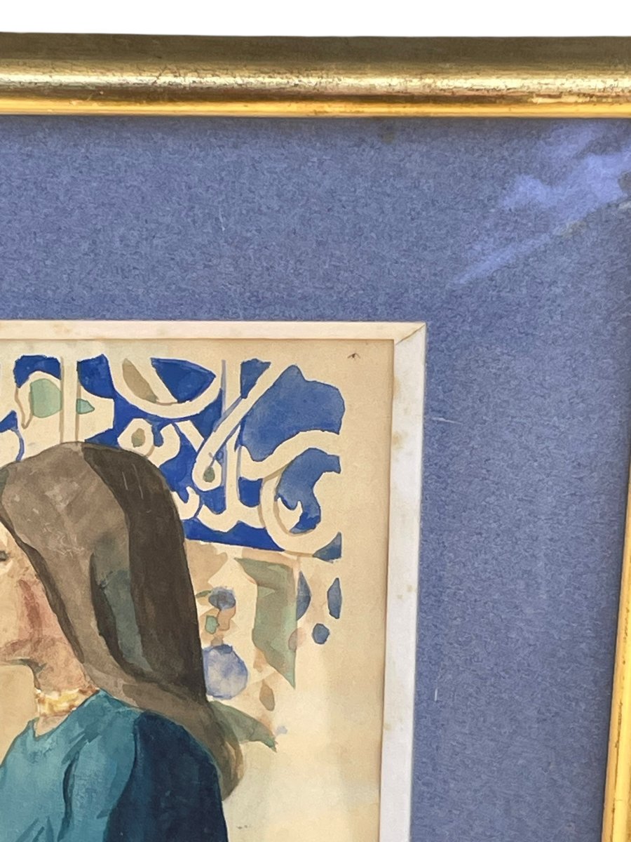 Paul Leroy Portrait Of An Orientalist Woman Watercolor-photo-2