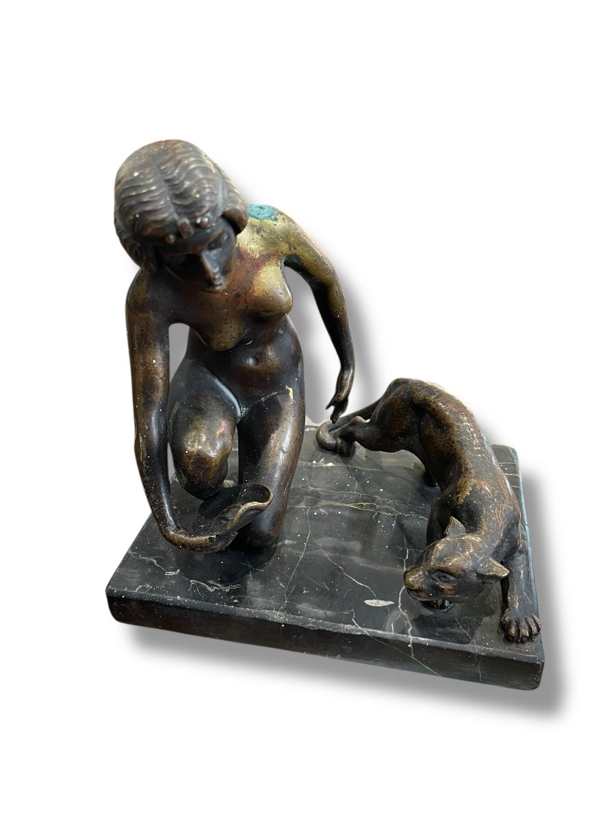 Bronze orientaliste femme à la panthère-photo-2