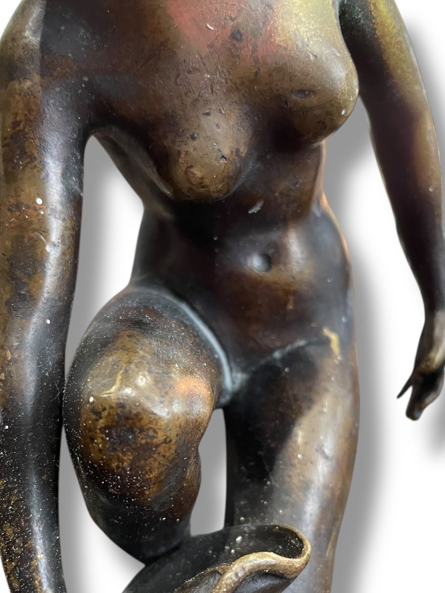 Bronze orientaliste femme à la panthère-photo-4